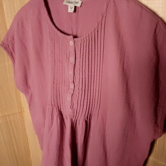 Coldwater Creek Womens Dusty Rose Pink Boxy Gauzy Button Down Shirt Large - Picture 3 of 7